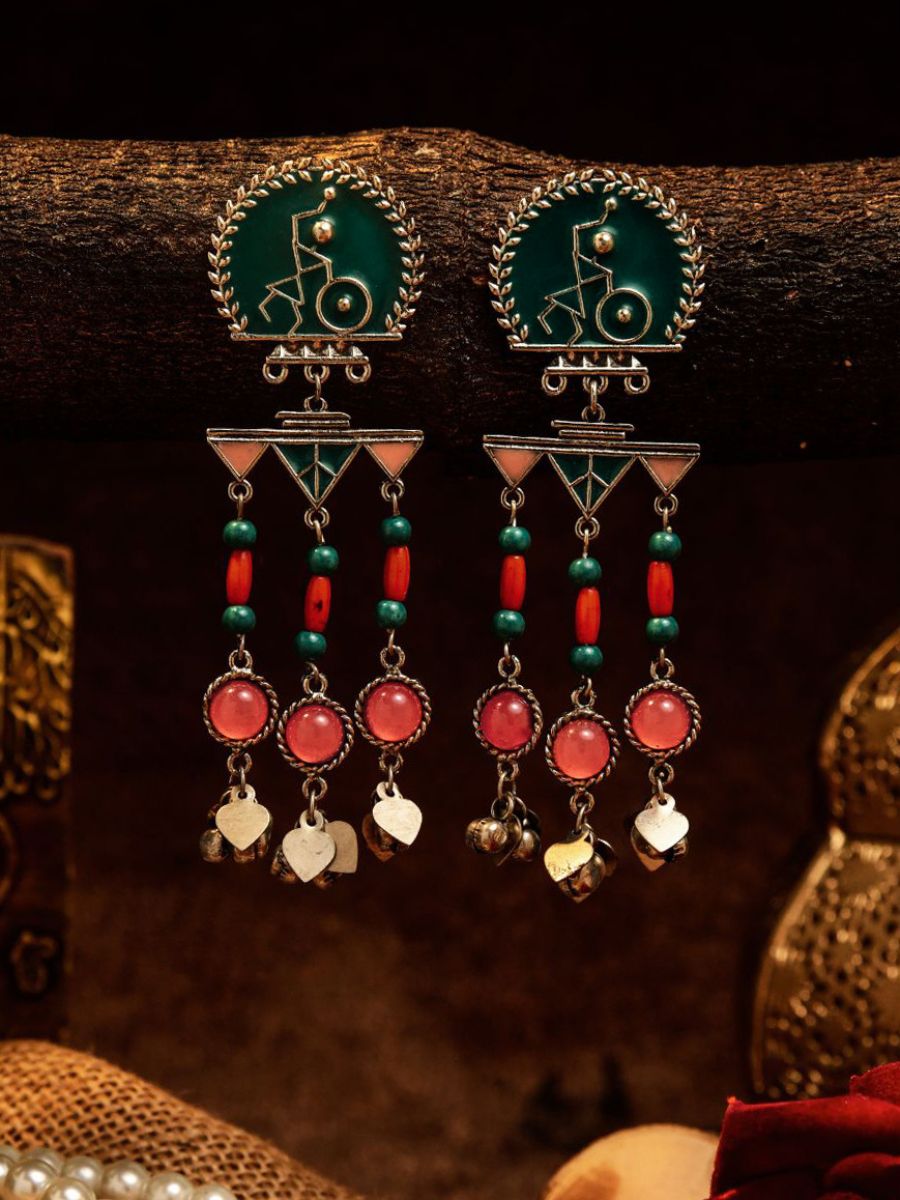 Tribal Trot - Enamelled Motif Earrings
