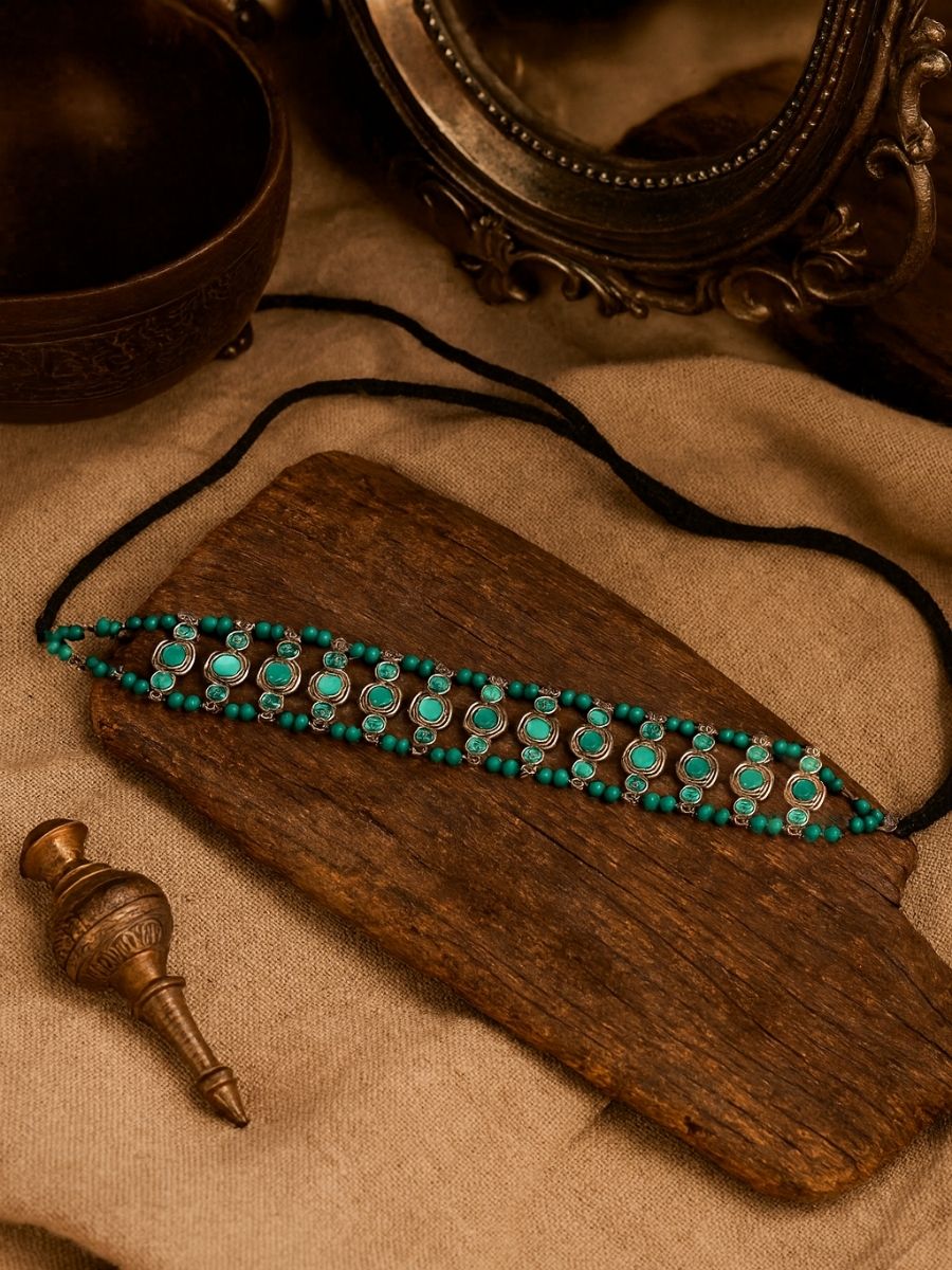 Blue Bloom - Intricate Turquoise Bead Choker