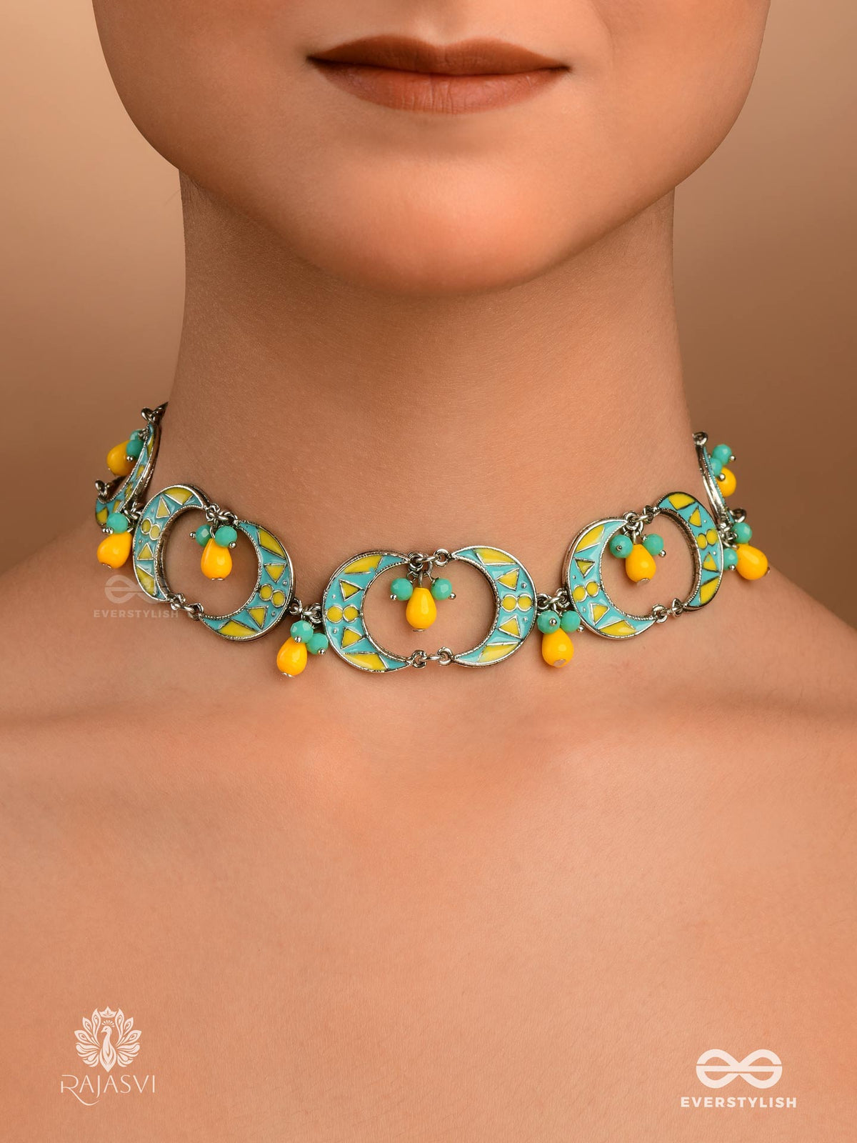 Sunshine Swirl - Bright Enamelled Oxidised Choker