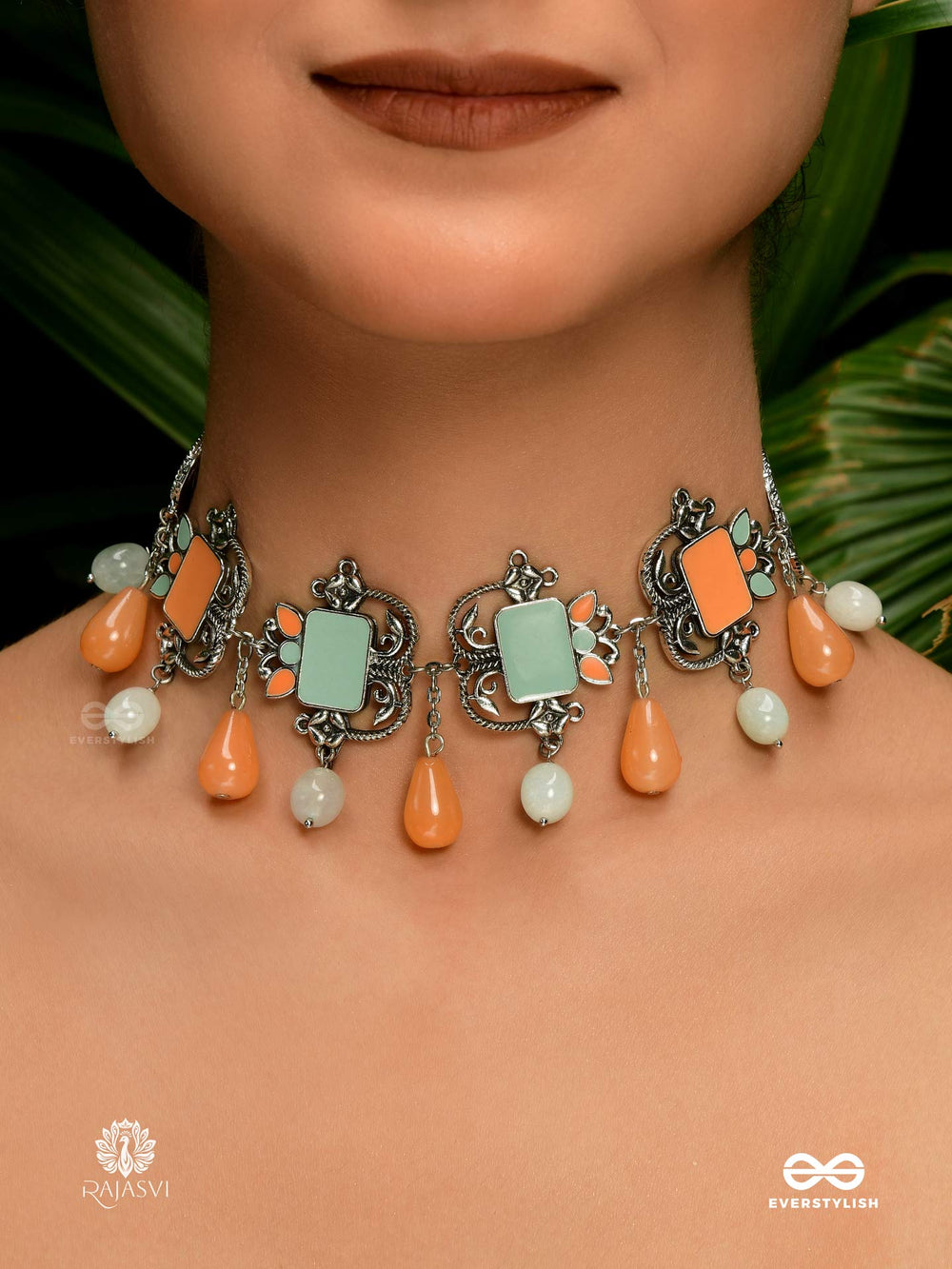 Summer Serenity - Enamelled Oxidised Necklace