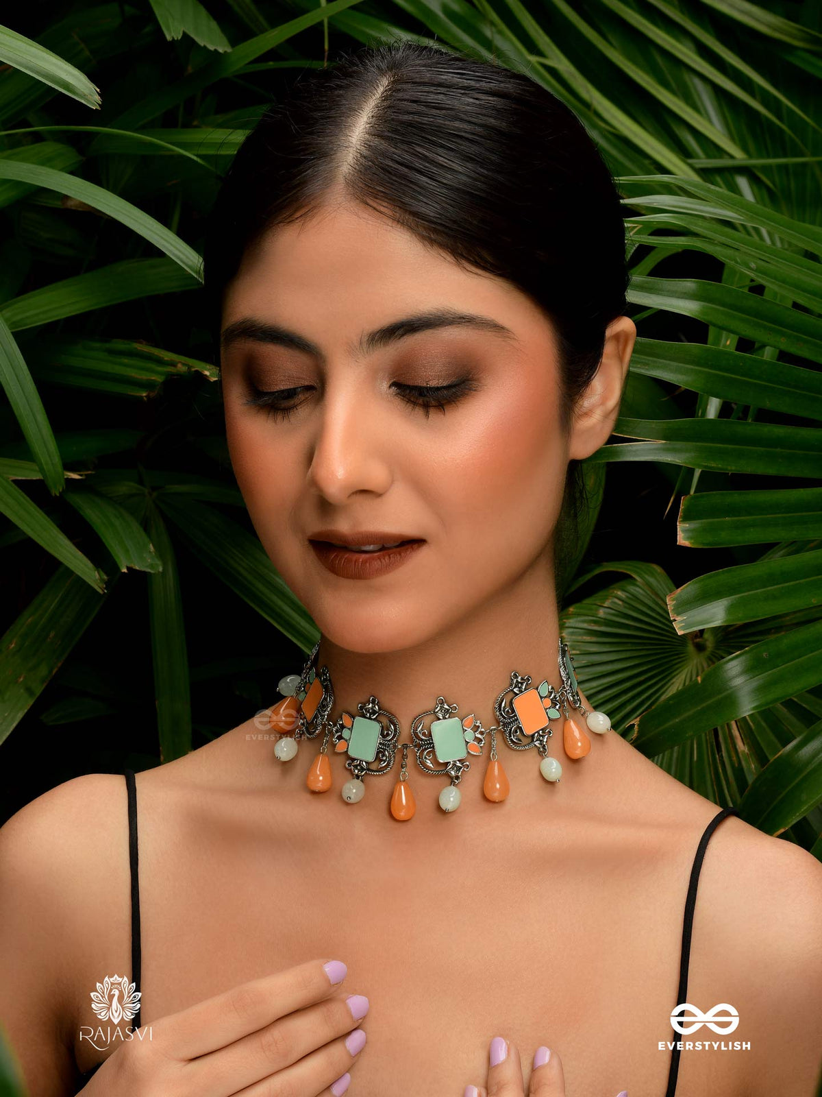 Summer Serenity - Enamelled Oxidised Necklace
