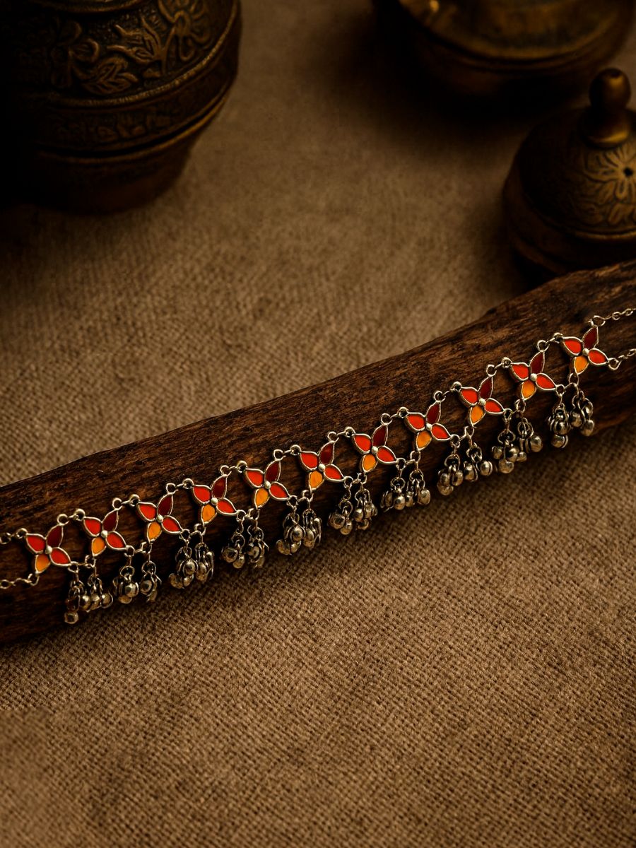 Firebells - Enamelled Oxidised Choker