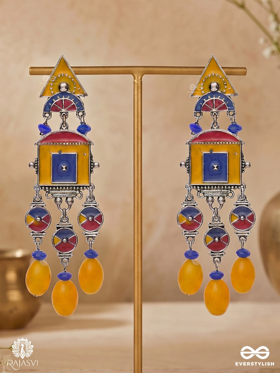 Rang Mantra - Geometric Oxidised Jodhpuri Jhumkas