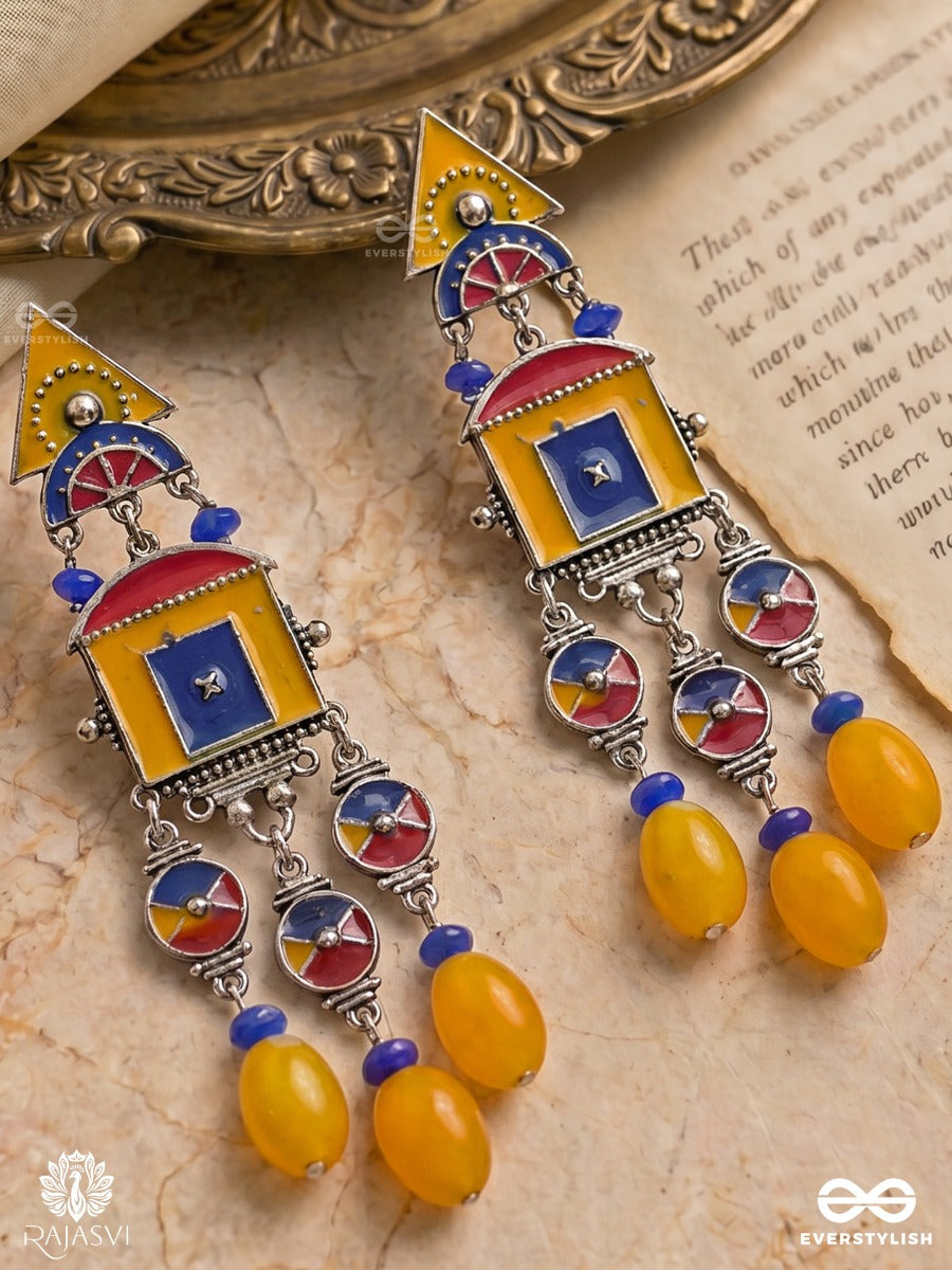 Rang Mantra - Geometric Oxidised Jodhpuri Jhumkas