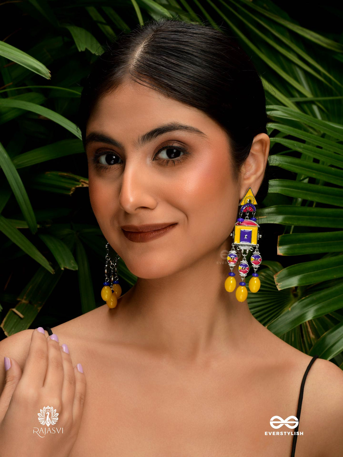 Rang Mantra - Geometric Oxidised Jodhpuri Jhumkas