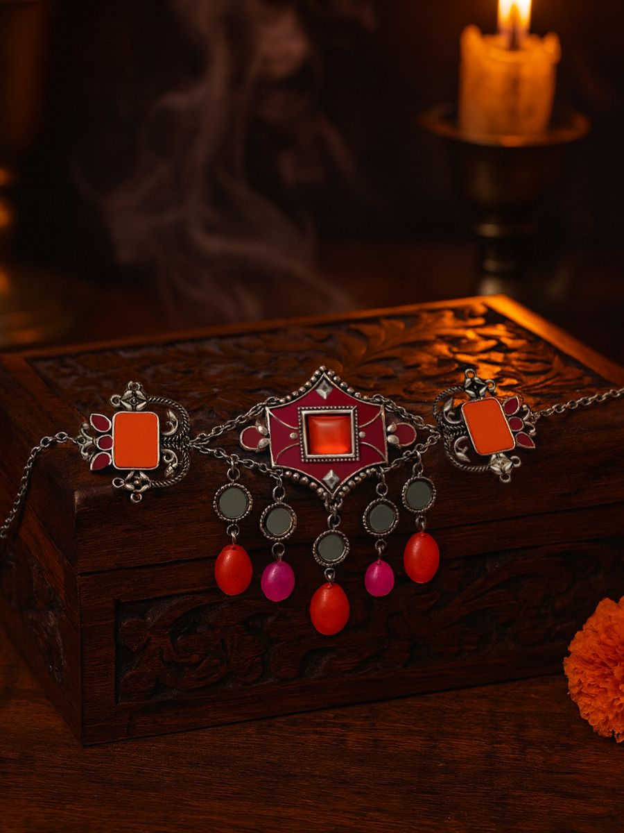 Rangrez Retro - Silver Tribal Choker