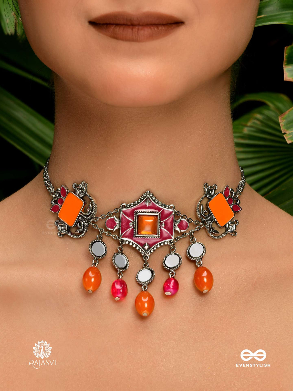 Rangrez Retro - Silver Tribal Choker