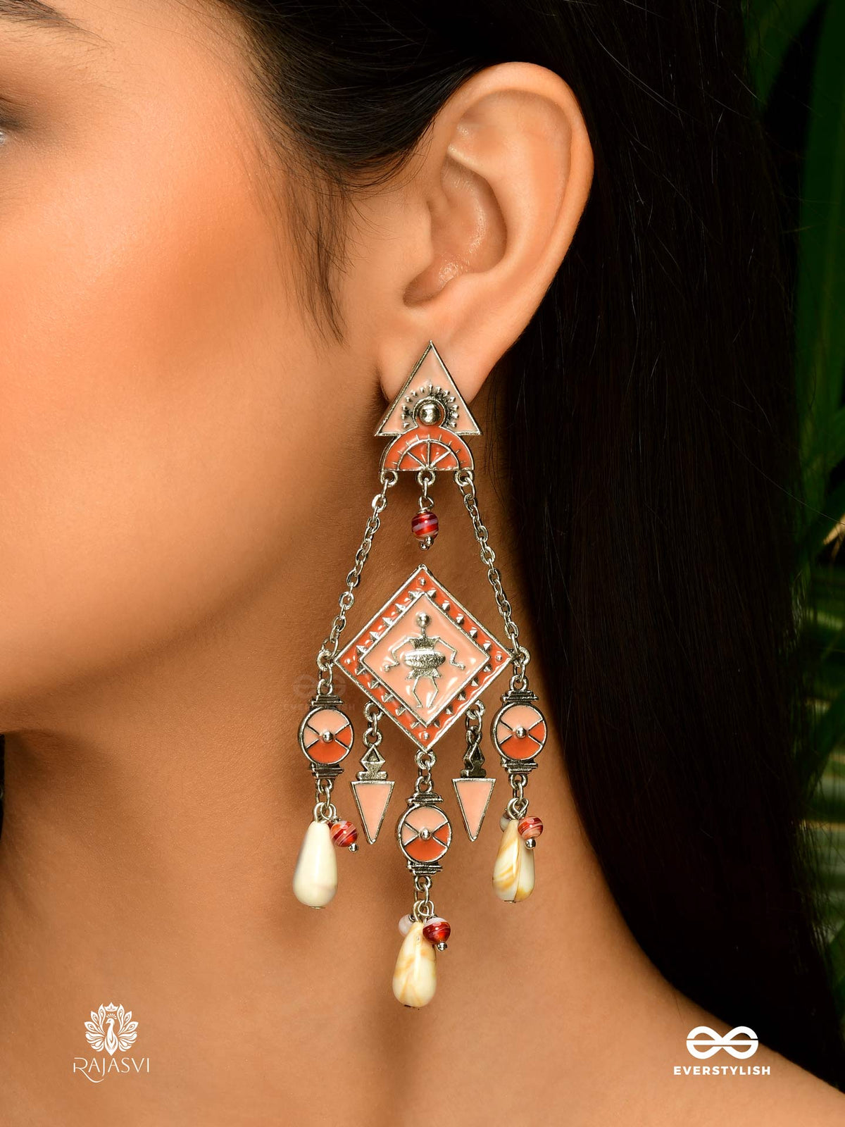 Devika Drip - Enamel Shell-Bead Earring