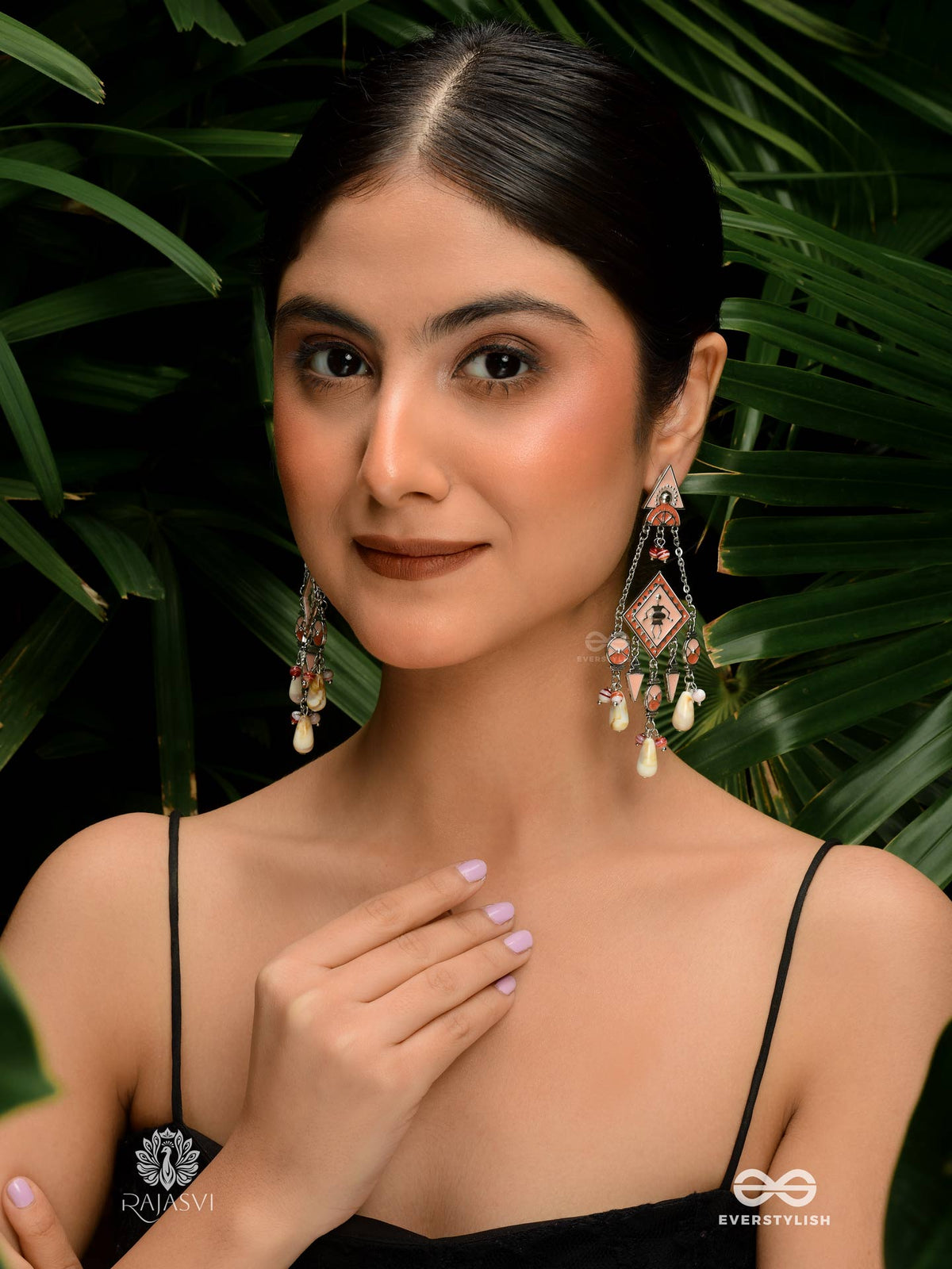 Devika Drip - Enamel Shell-Bead Earring