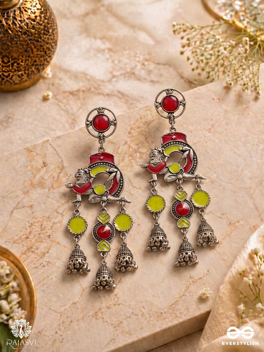 Viva Charm - Vibrant Dual-Tone Enamel Jodhpuri Jhumkas