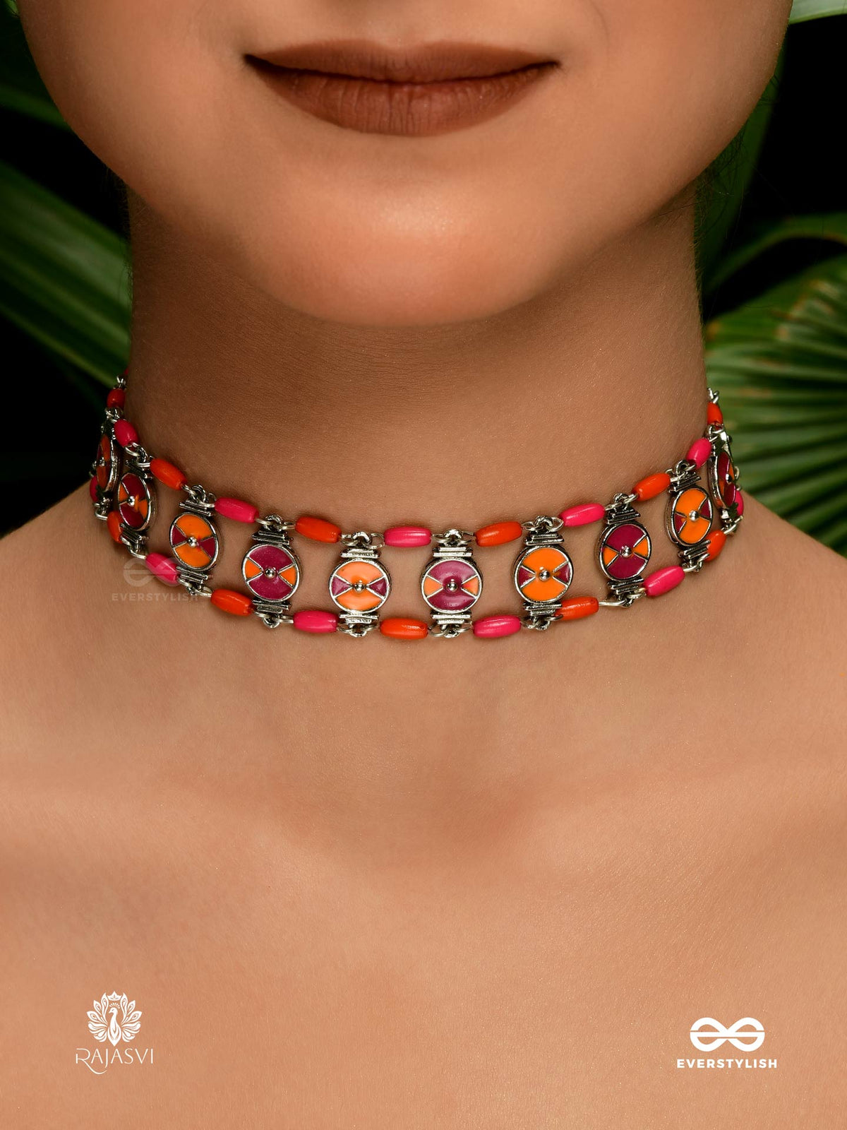Gulaal Grid - Coloured Enamelled Choker