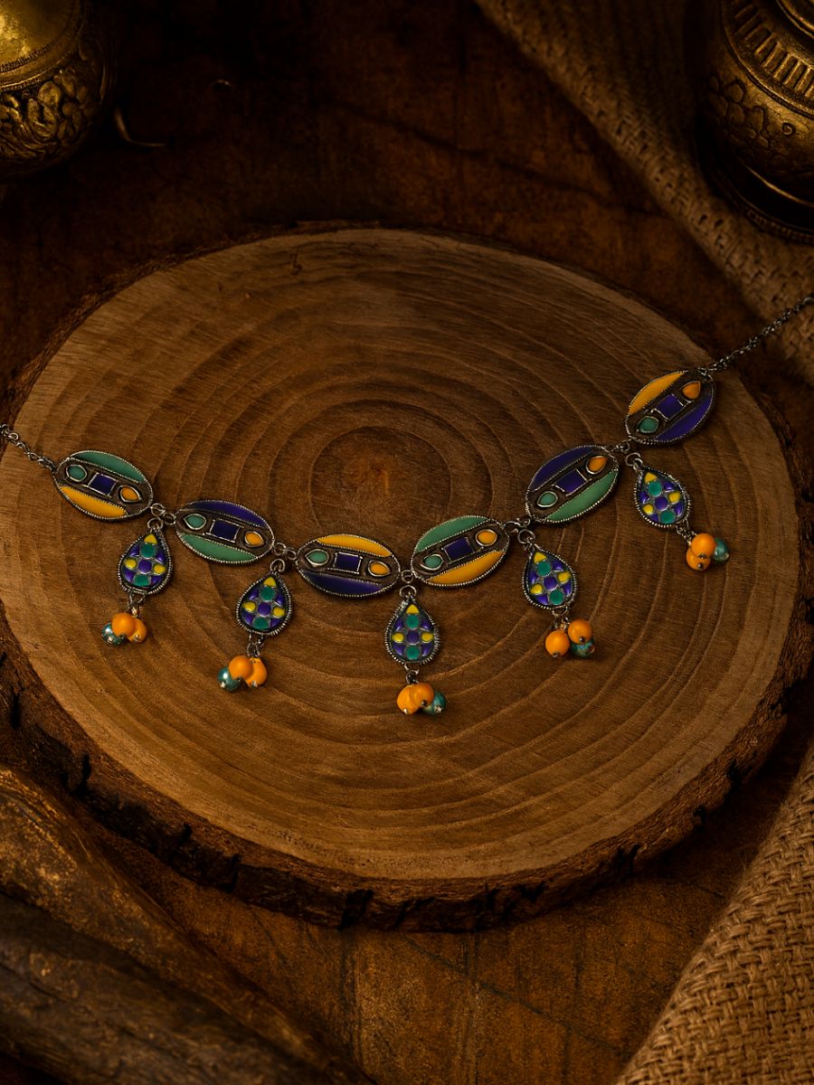 Rang Panchami- Bright Enamelled Oxidised Choker