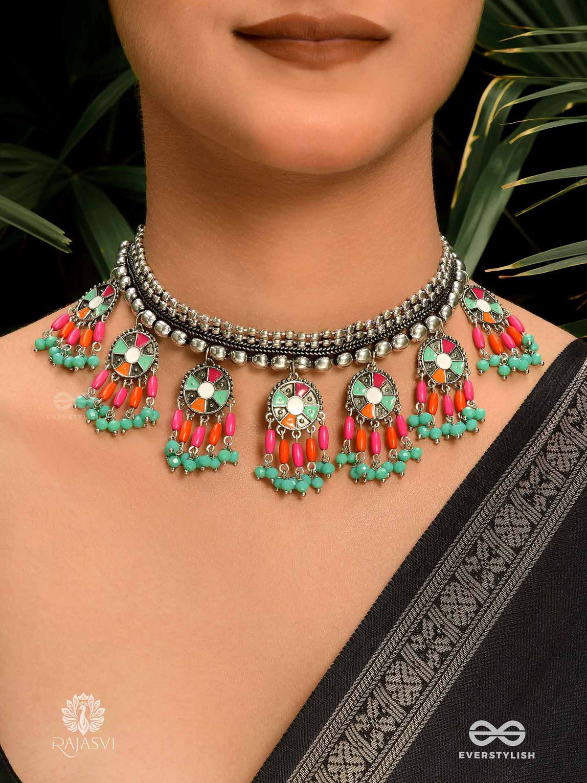 Tribal Tango - Oxidised And Charm Necklace