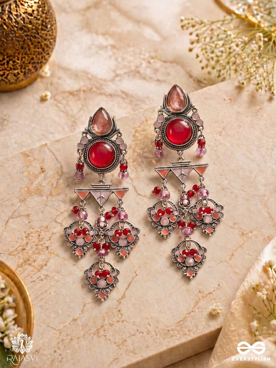 Desi Bloom- Blooming Pink And Peach Statement Earrings