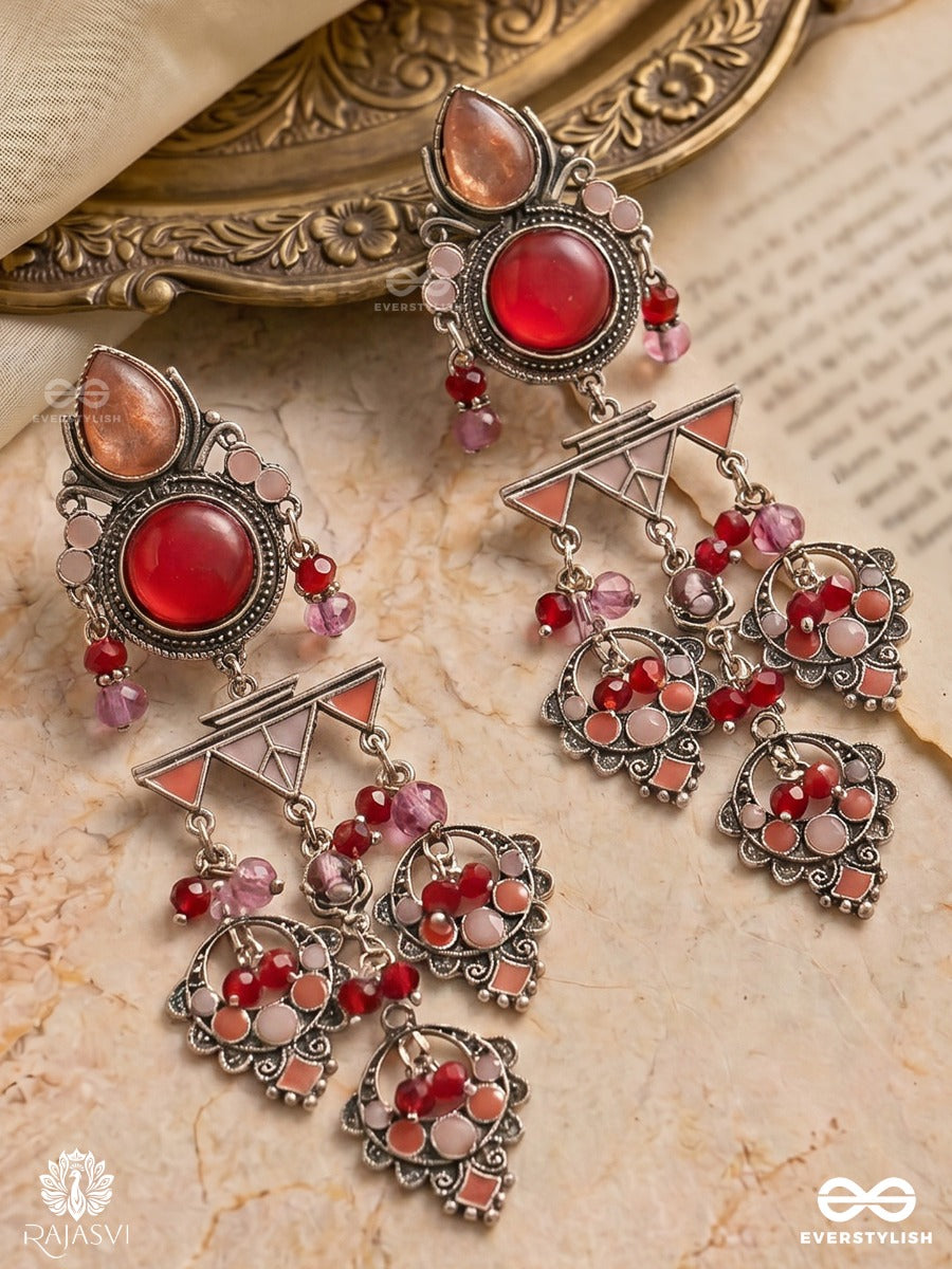 Desi Bloom- Blooming Pink And Peach Statement Earrings