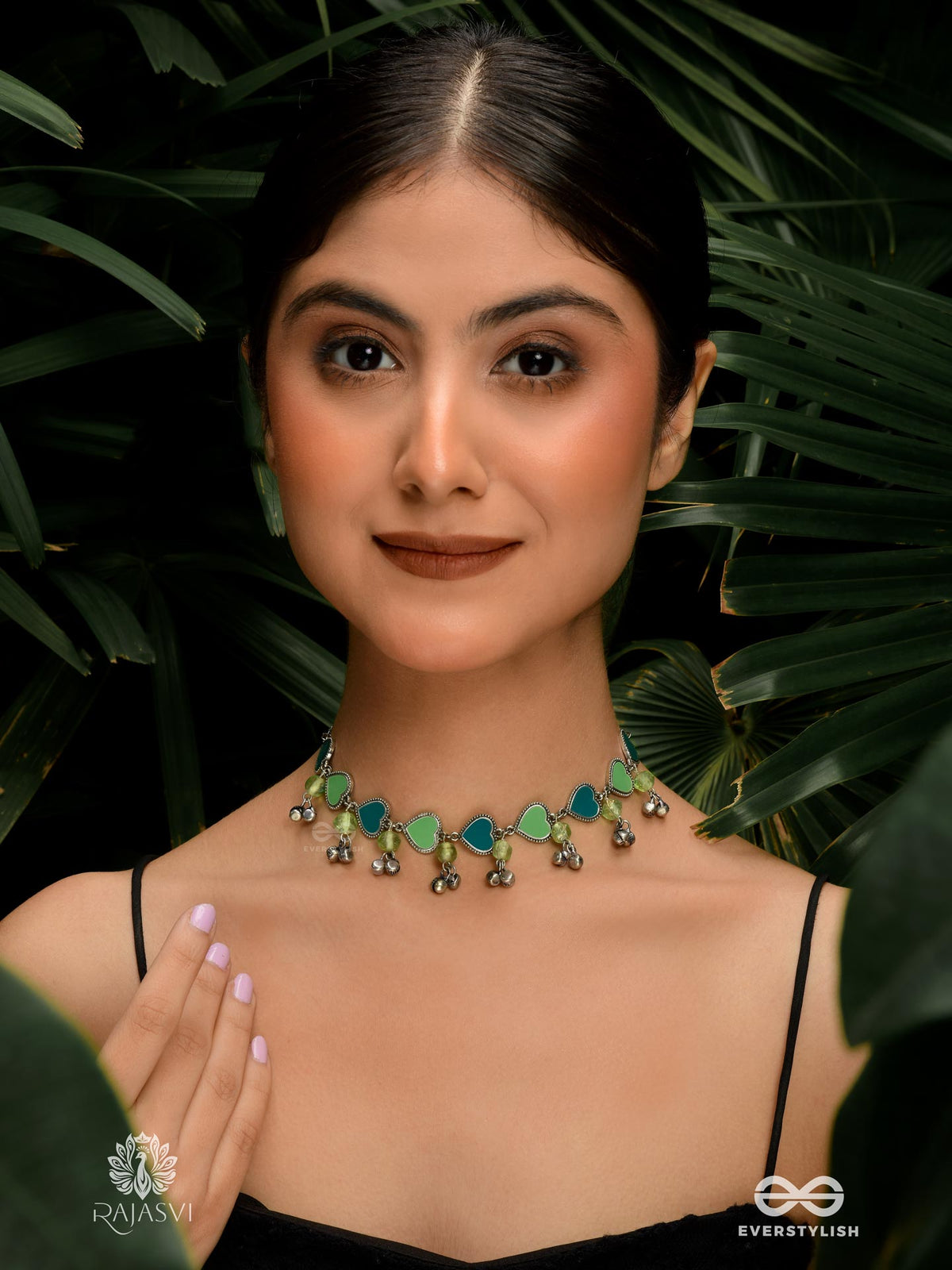 Minty Hearts - Green Enamel Heart Choker