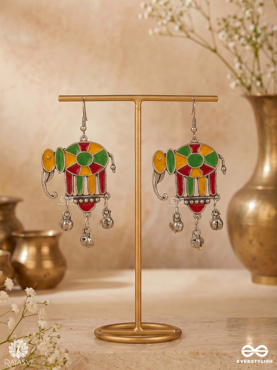 Tusker Tale - Tribal Elephant Oxidised Earring