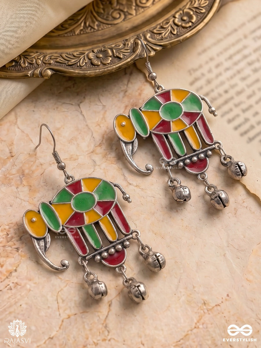 Tusker Tale - Tribal Elephant Oxidised Earring
