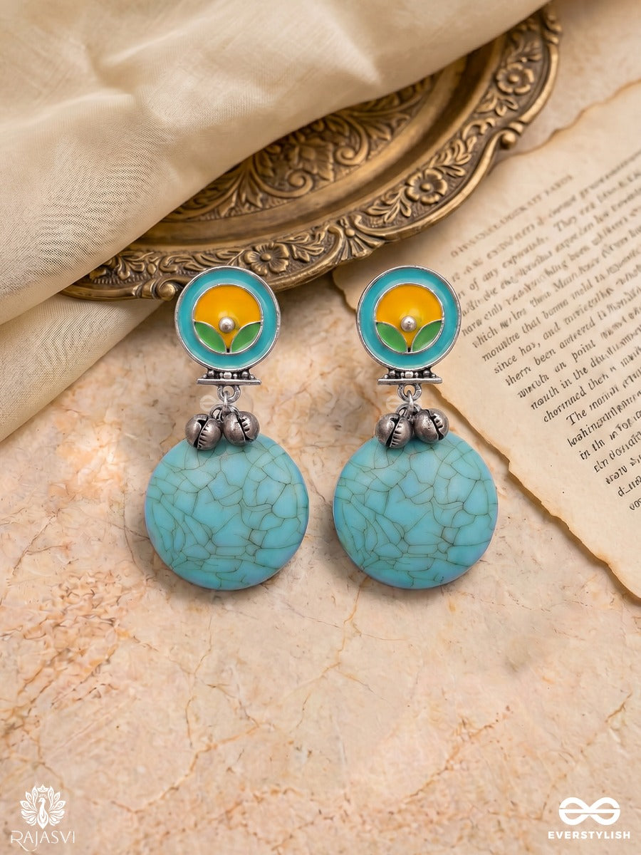 Ocean Serenade - Oxidised Drops With Cracked Sea Blue Charms