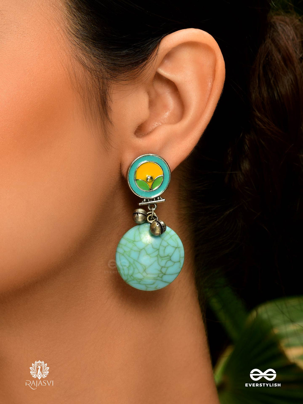 Ocean Serenade - Oxidised Drops With Cracked Sea Blue Charms