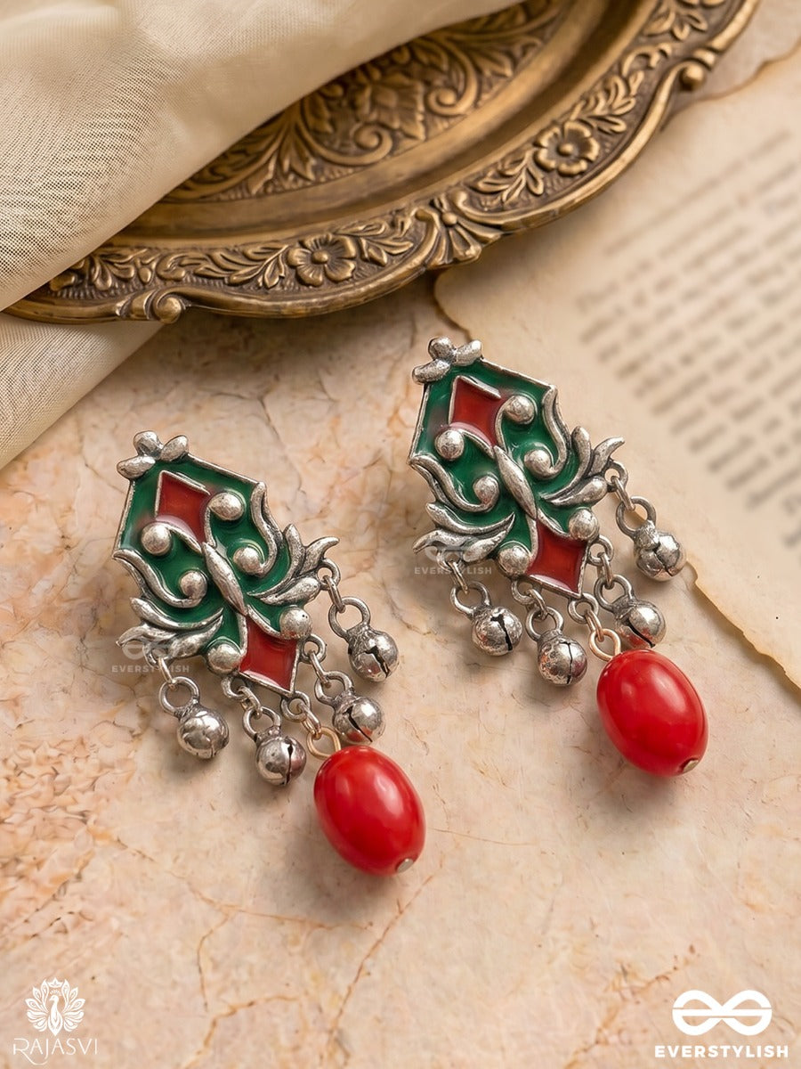 Rhythmic Roots - Oxidised Enamel Jodhpuri Jhumkas With Ghungroos