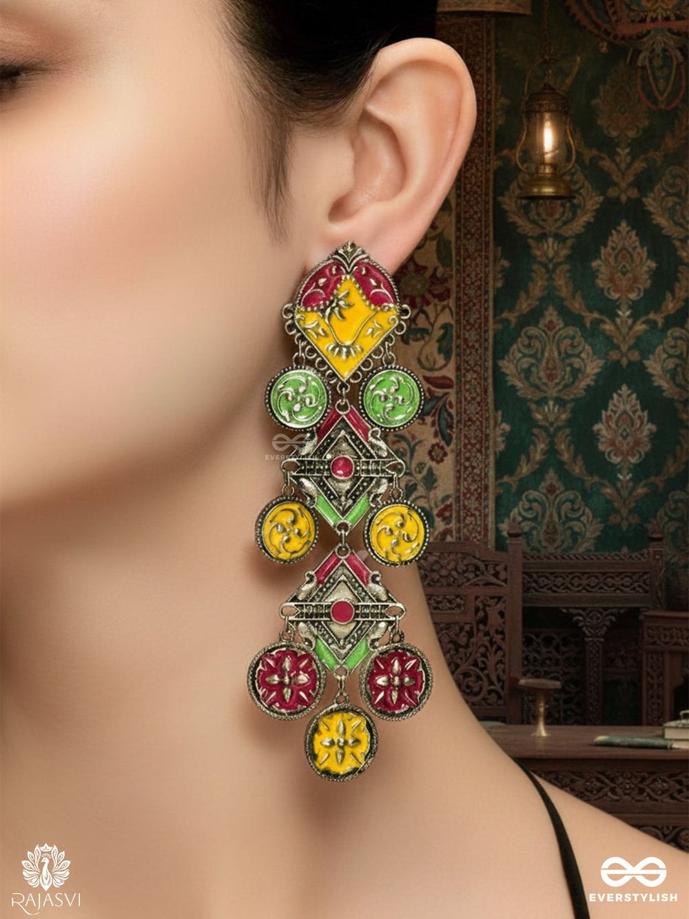 Folk Flair - Vibrant Tribal Long Earring