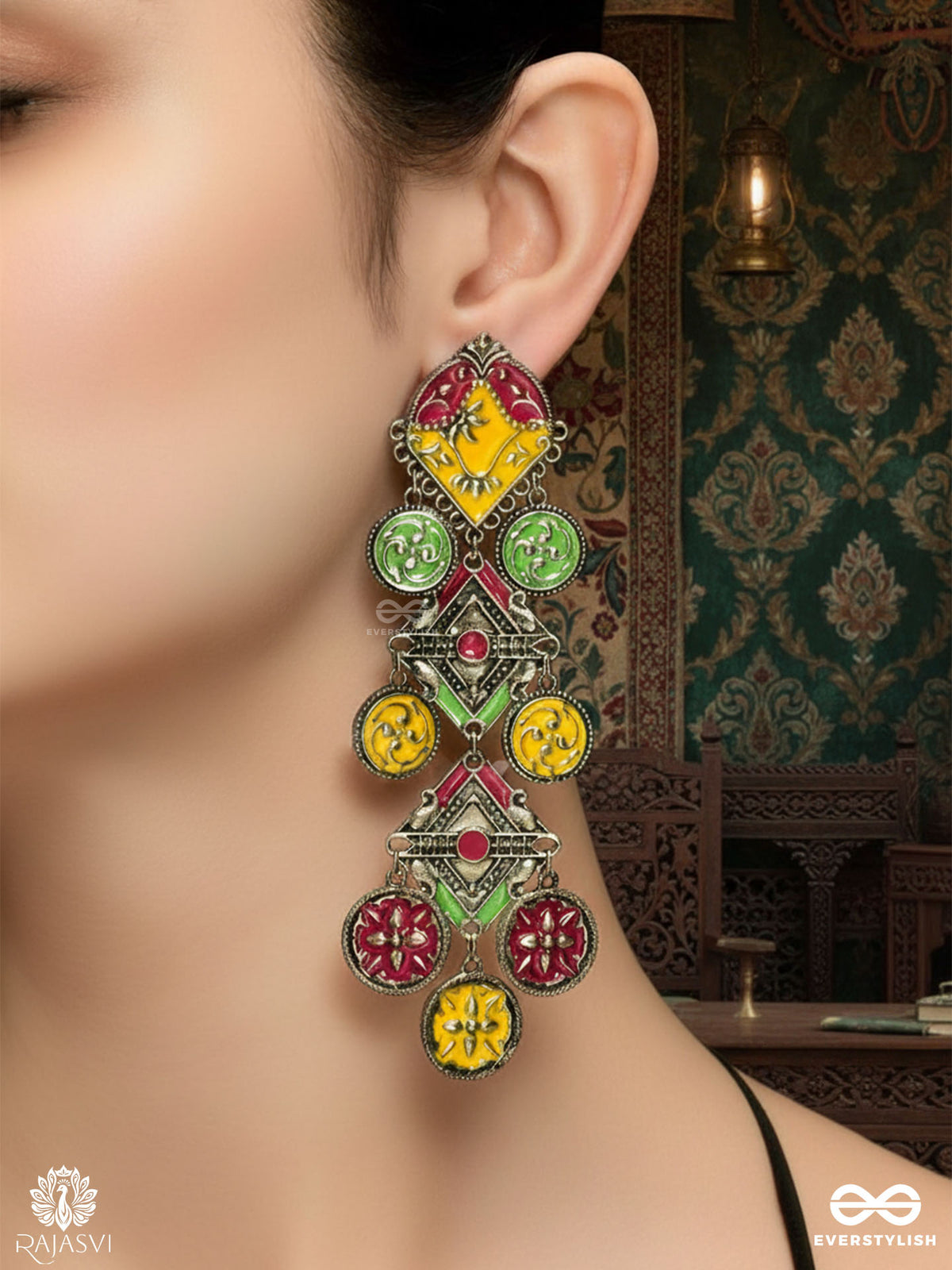 Folk Flair - Vibrant Tribal Long Earring