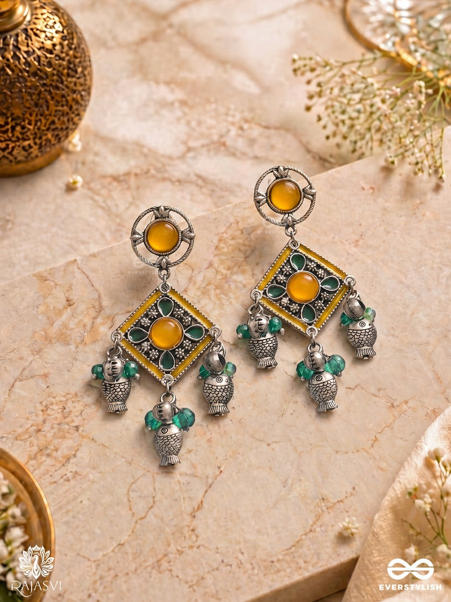 Jalrang - Vibrant Enamel Earrings With Fish Charms