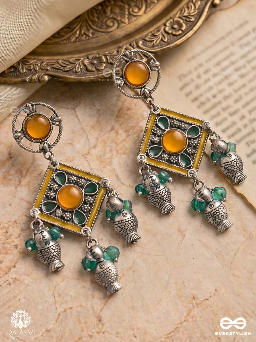 Jalrang - Vibrant Enamel Earrings With Fish Charms