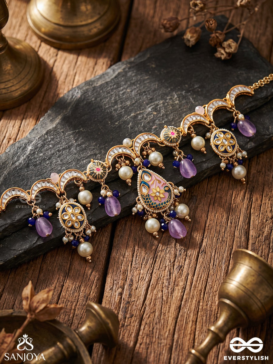 Mrigika - Soft Beauty - Gold Teardrop Necklace Charm With Lavender Drops