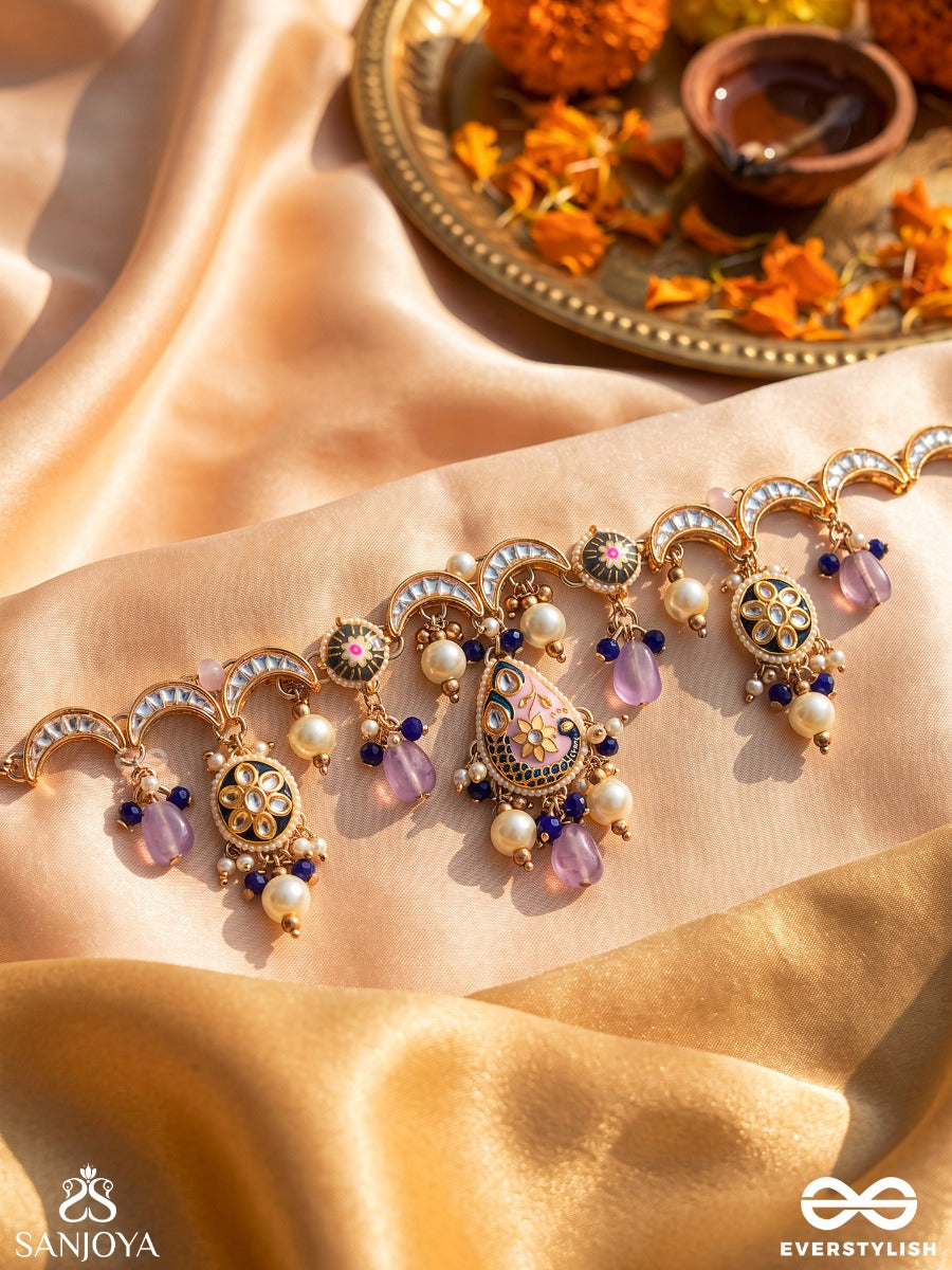 Mrigika - Soft Beauty - Gold Teardrop Necklace Charm With Lavender Drops