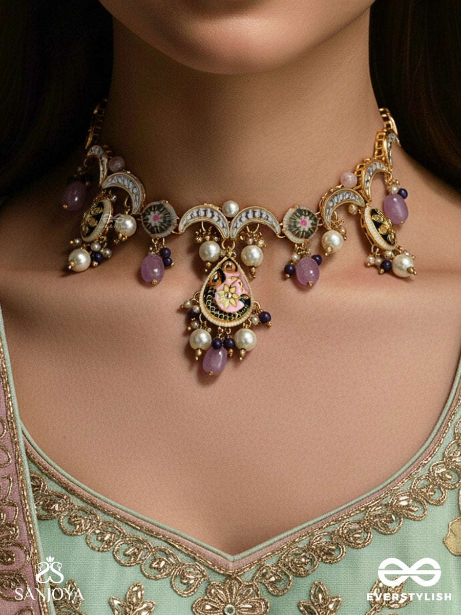 Mrigika - Soft Beauty - Gold Teardrop Necklace Charm With Lavender Drops