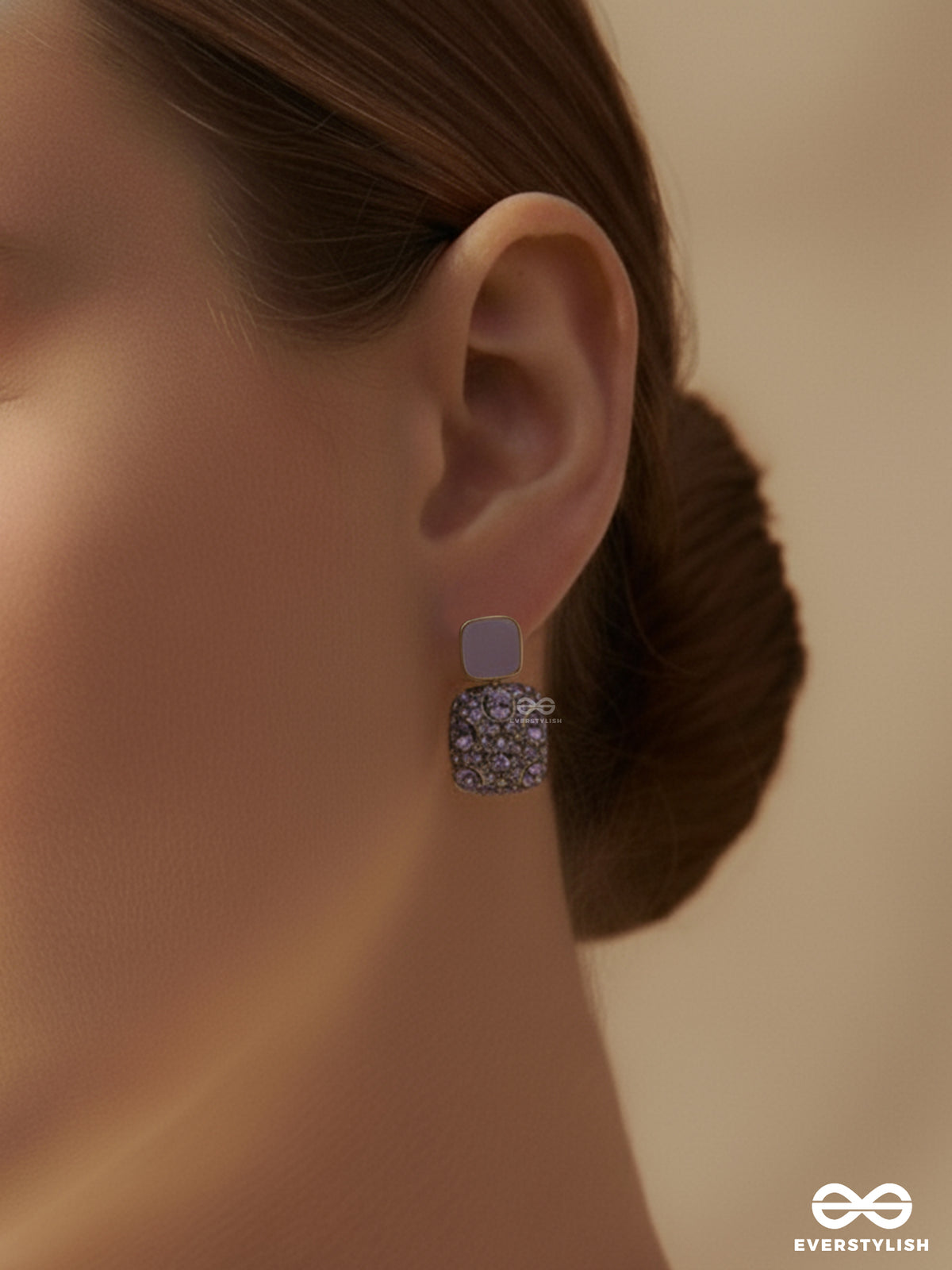 Crystal Byte - Lilac Shine Studs With Crystal-Candy Stones