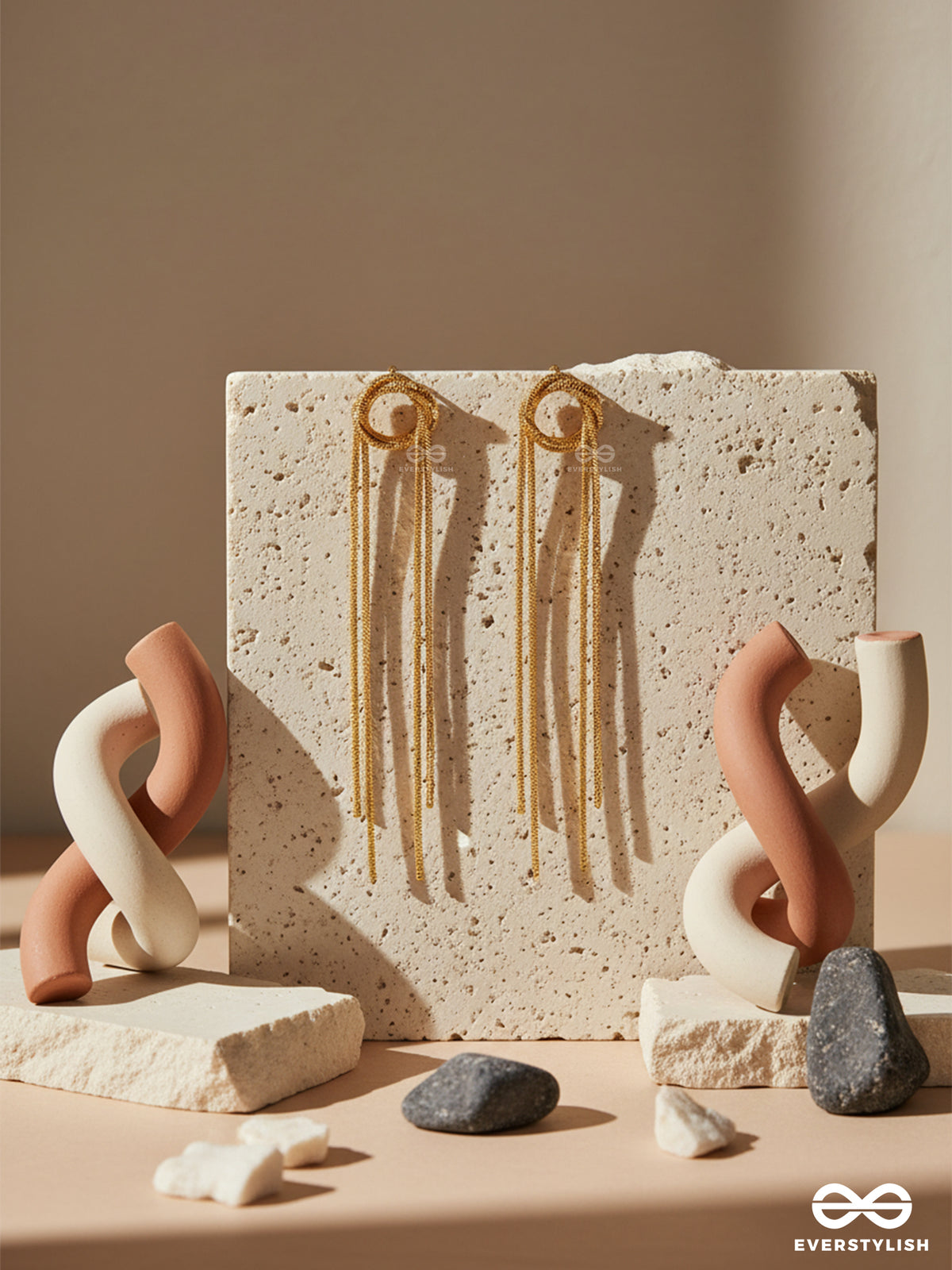 Gold Drape - Statement Linear Golden Danglers