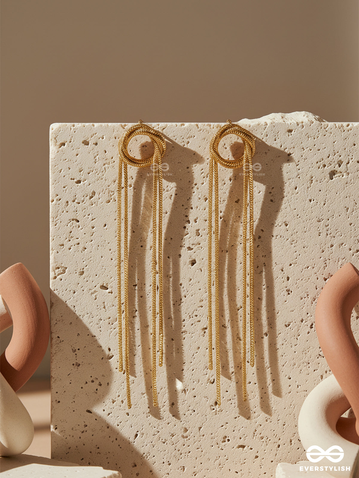 Gold Drape - Statement Linear Golden Danglers