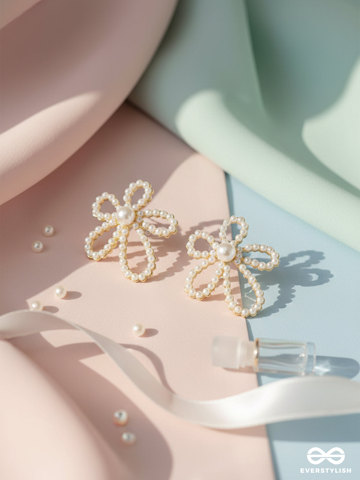 Daisy Whirl - Whimsical Pearl Loop Flower Earrings