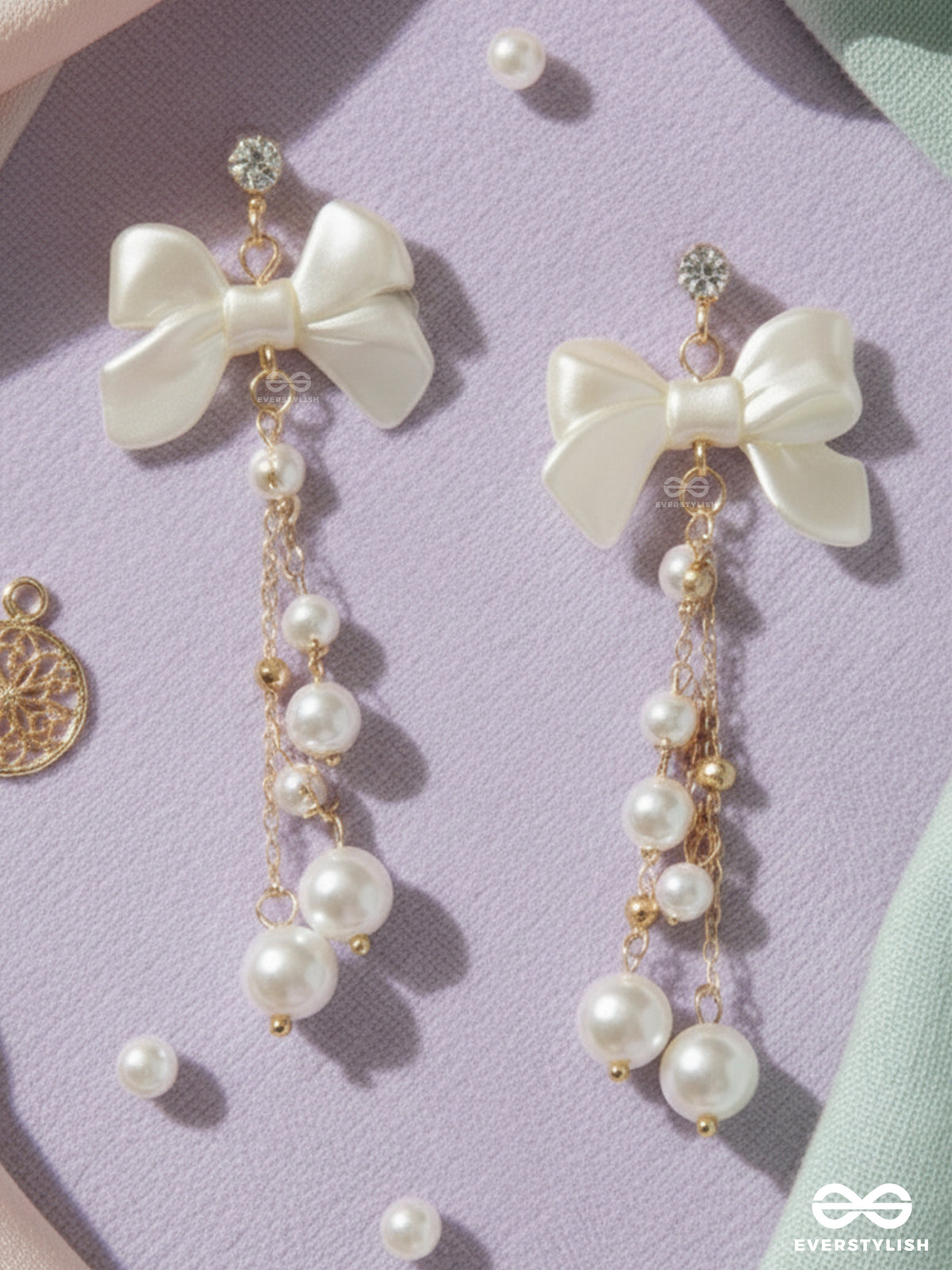 The Ribbonfall - Luxe Bow And Pearl Drops