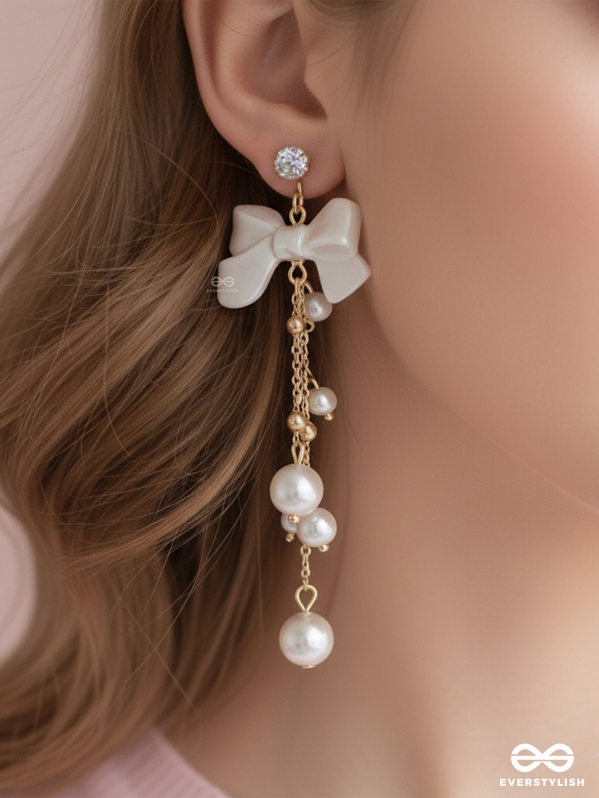 The Ribbonfall - Luxe Bow And Pearl Drops