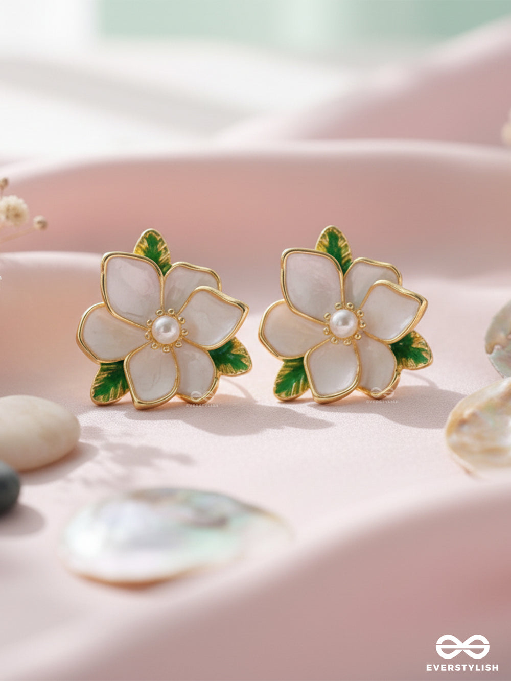 Garden Muse - Minimal White Bloom Studs