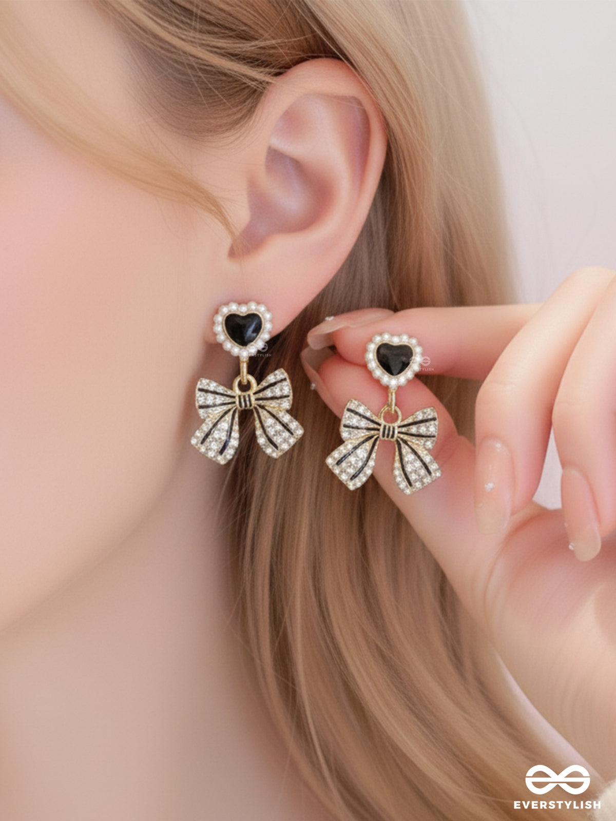 The Bowcode - Black And Gold Heart Drops For The Trendcore Girl