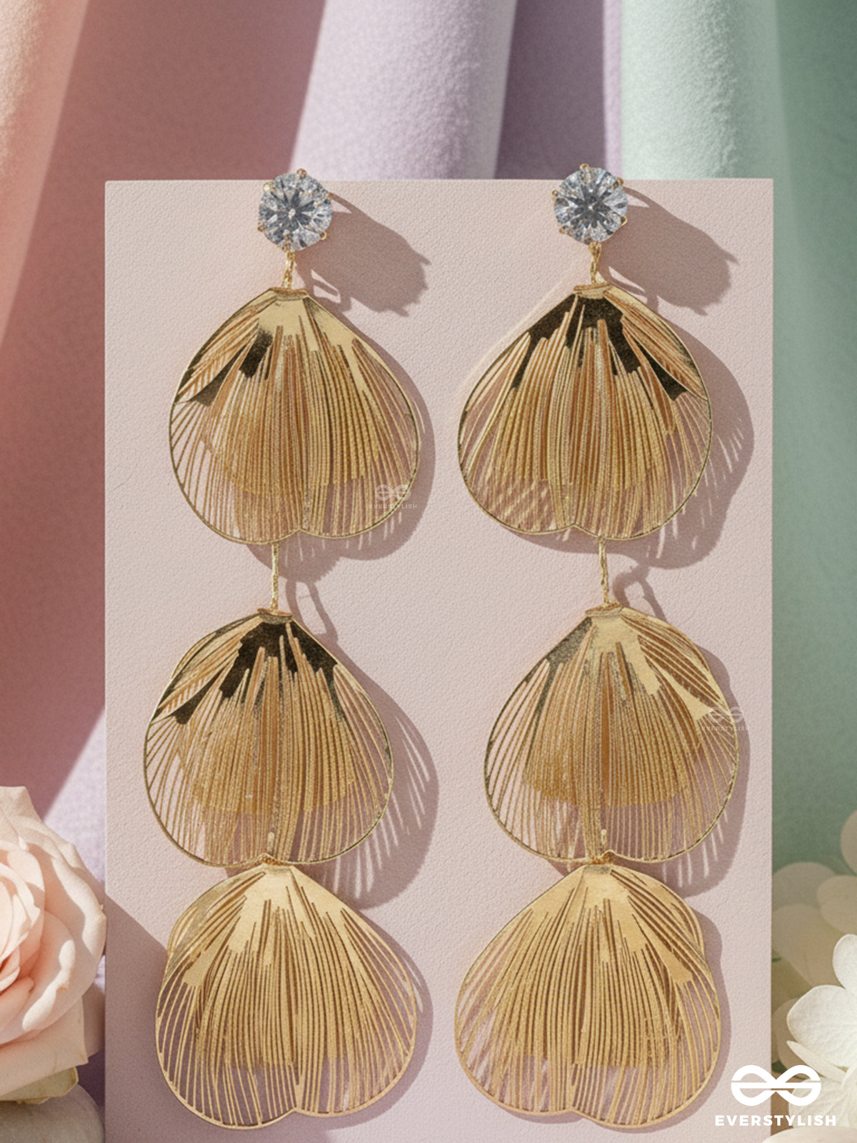 Shimmer Shower - Luxe Droplet Earrings In Golden Tones