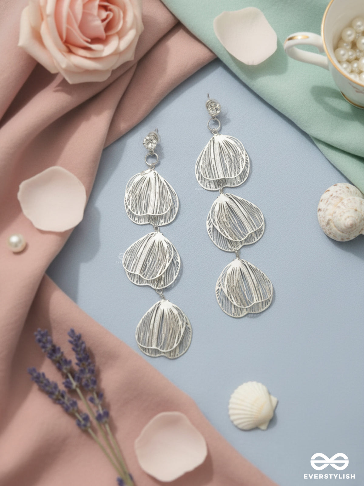 Shimmer Shower - Luxe Droplet Earrings In Silver Tones