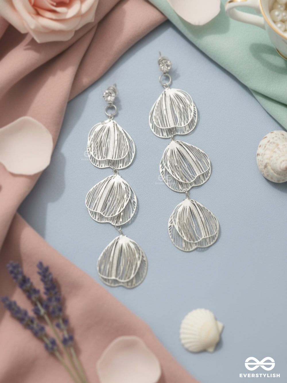 Shimmer Shower - Luxe Droplet Earrings In Silver Tones