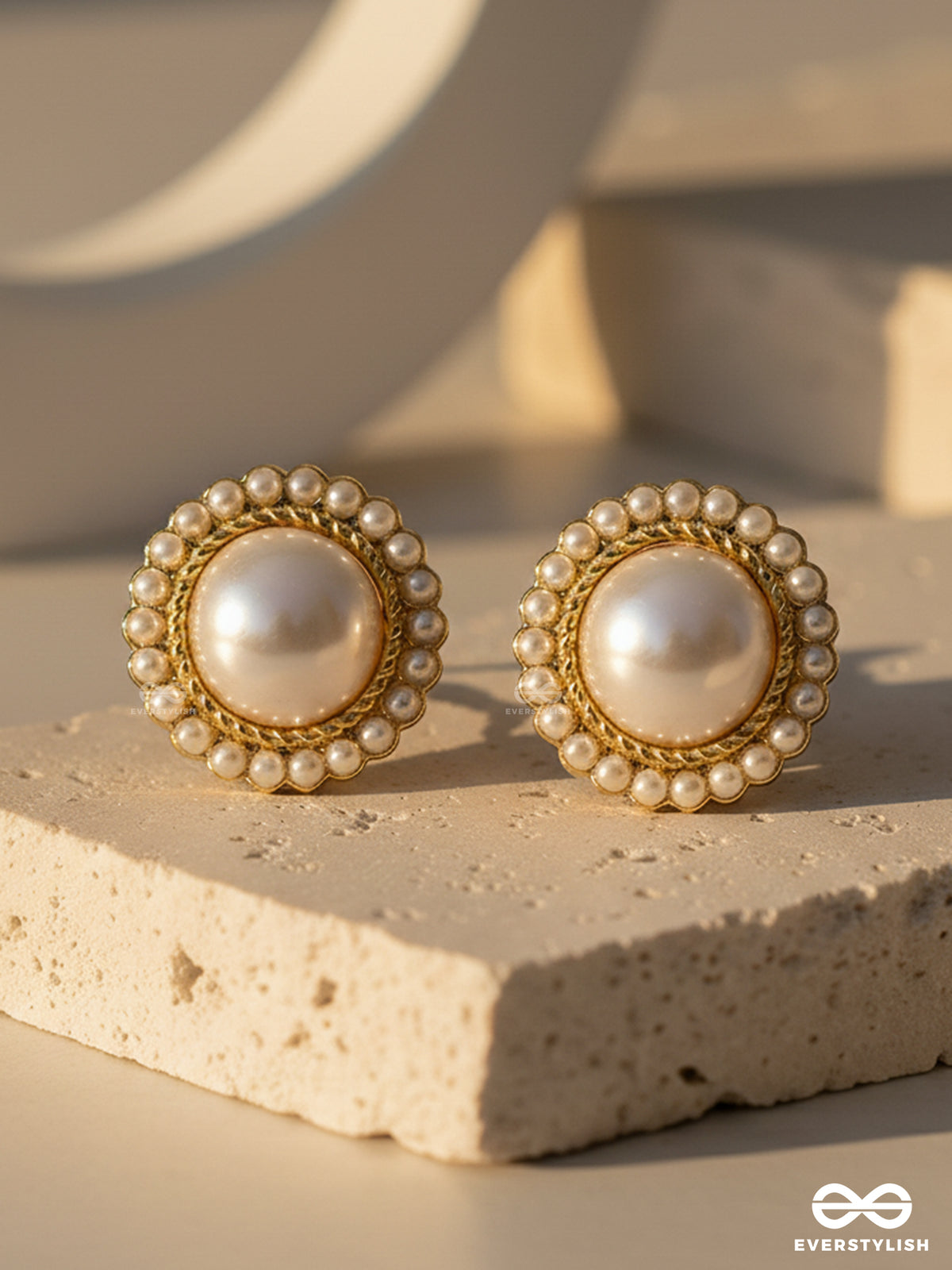 Celeste Gleam - Luminous Pearl Stud Earrings