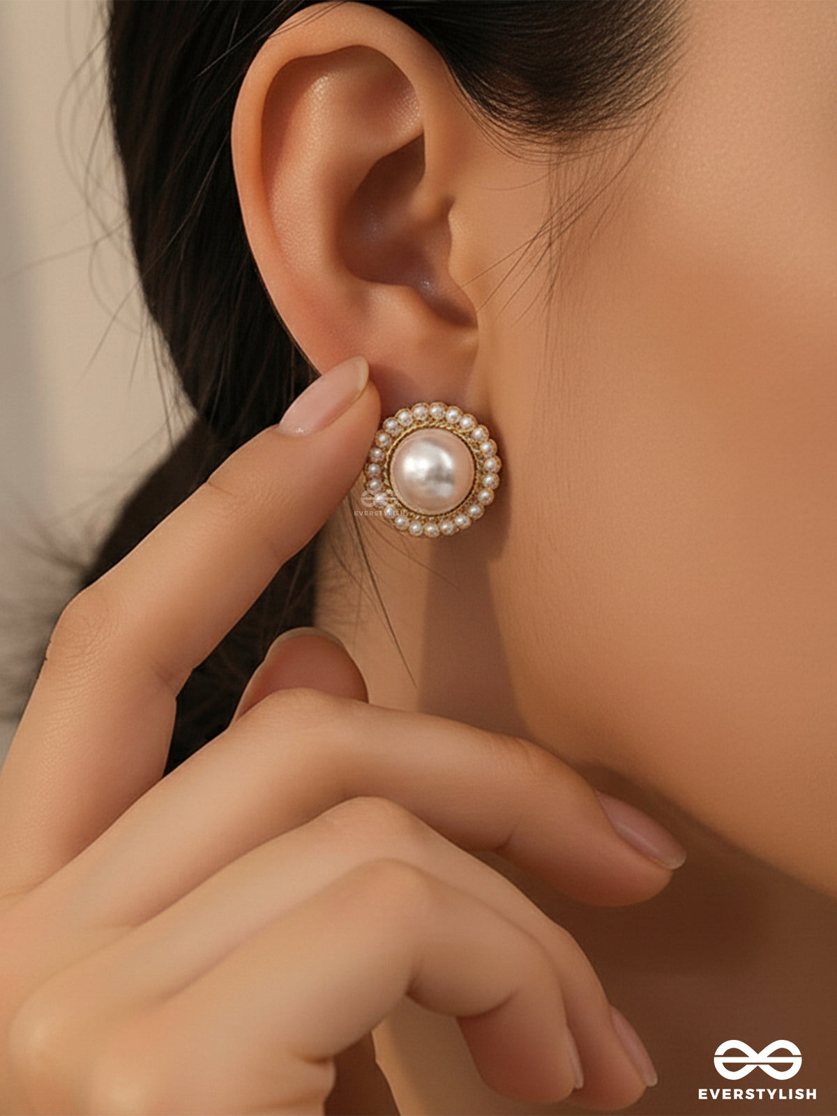 Celeste Gleam - Luminous Pearl Stud Earrings