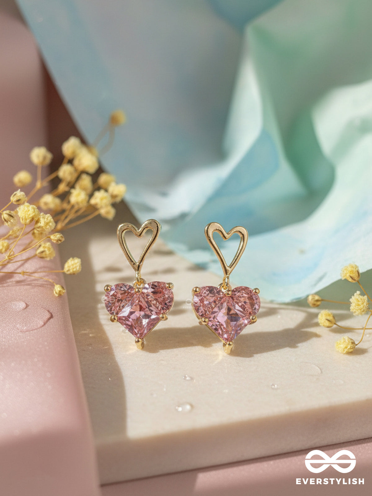 Heartlet - Dainty Pink Gem Heart Drops