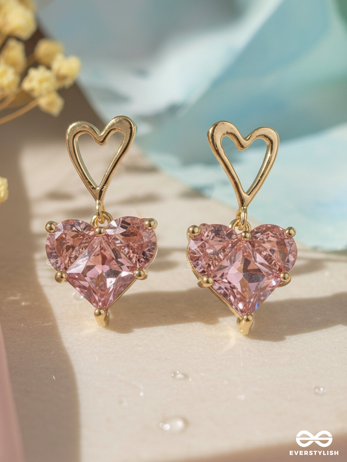 Heartlet - Dainty Pink Gem Heart Drops