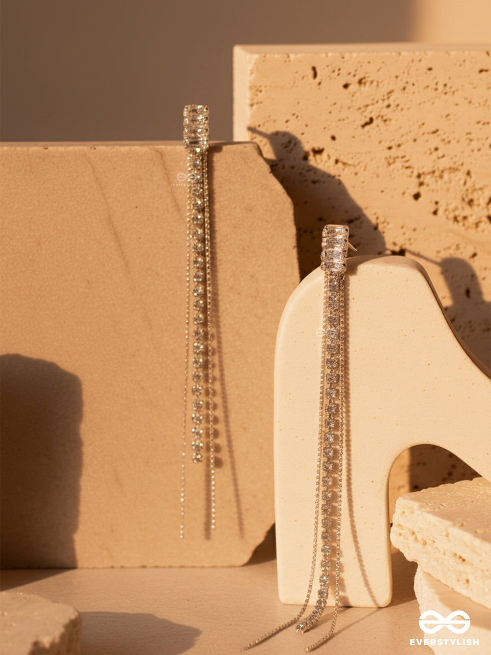 Silver Veil - Shimmering Long Drop Earrings