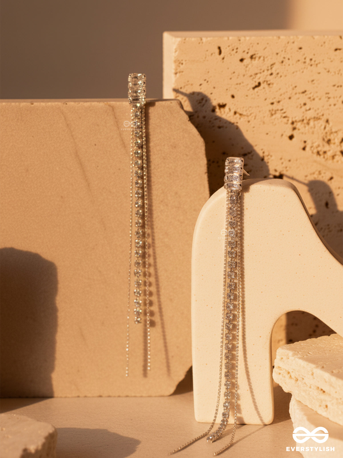Silver Veil - Shimmering Long Drop Earrings