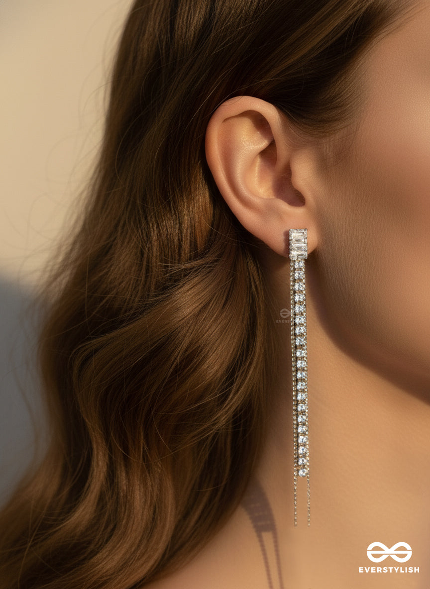 Silver Veil - Shimmering Long Drop Earrings